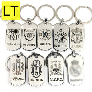 New Fashion Stainless Steel Bracelona Keychain For Mens Women Football Club Liverpool Manchester Key Rings Spanish La Liga Q-011