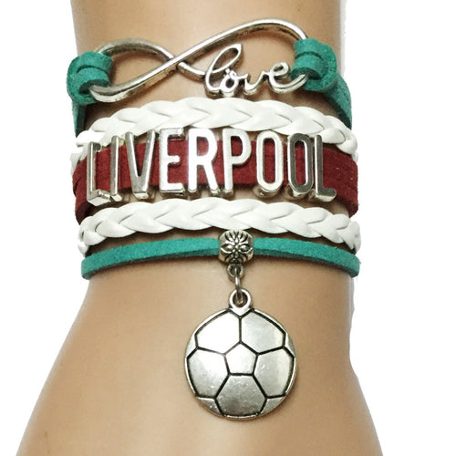 Drop Shipping Infinity Love Liverpool Soccer Bracelet- England Sports Cheering Sports World Cup Team Friendship Gift